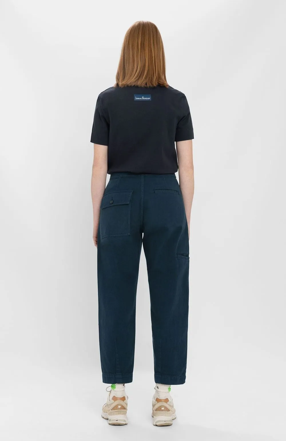 Pantalon ballon en coton bio | bleu "simone dark blue" femme
