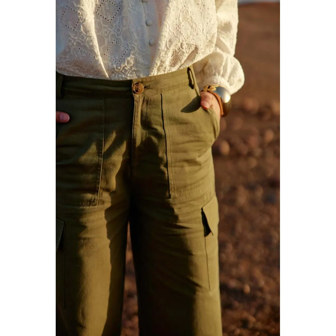 Pantalon PINA kaki en coton | 3 Suisses