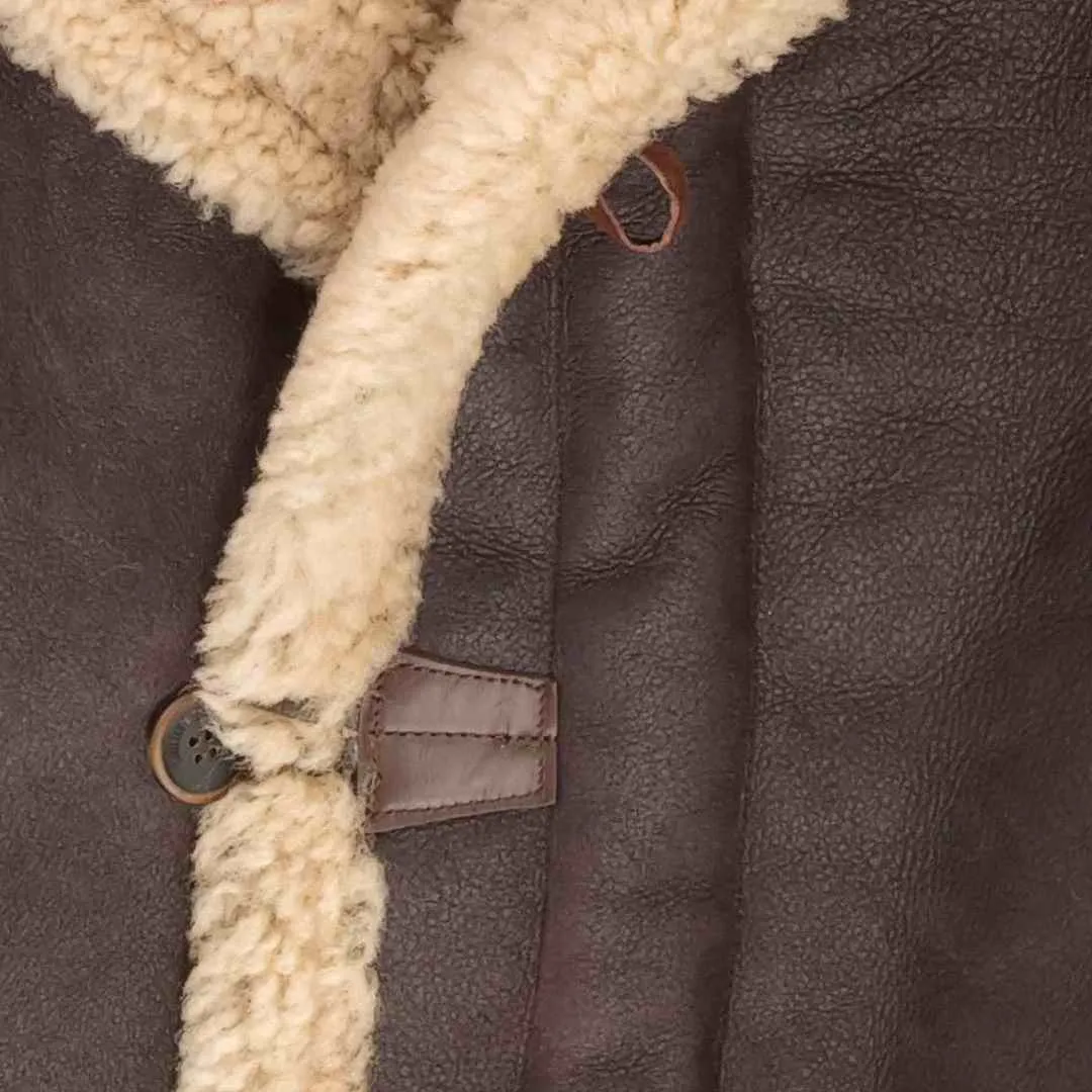 Parka WWII Bombardier B-7 Aleutian Cuir Mouton Shearling avec Capuche Fourrure COCKPIT USA ex AVIREX