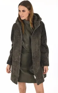Peau lainée agneau kaki Levinsky - La Canadienne - Vestes et 3/4 Peau Lainée Kaki