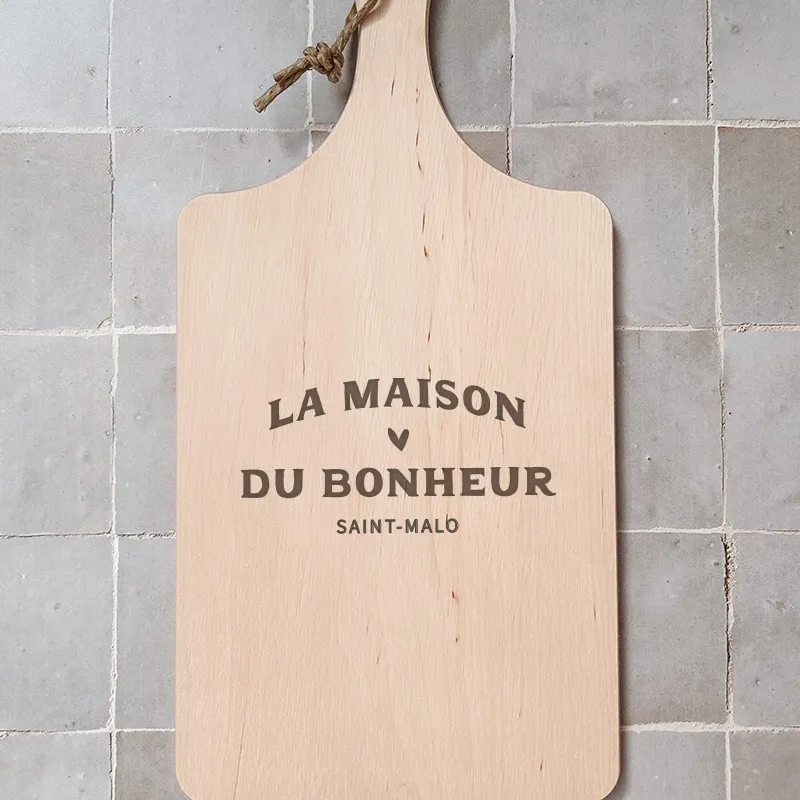 Planche à découper La maison du bonheur - Personnalisable