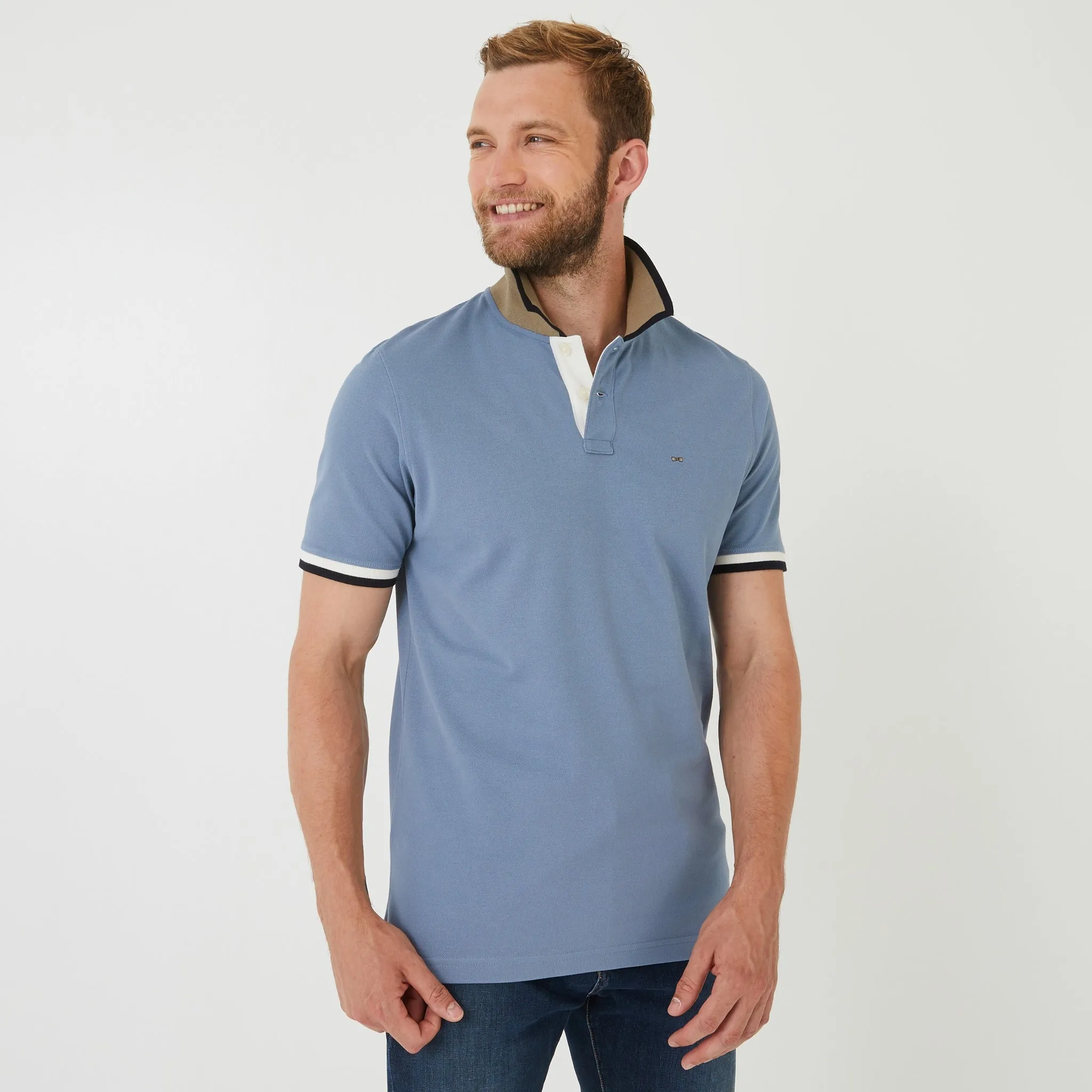 Polo bleu en coton Pima