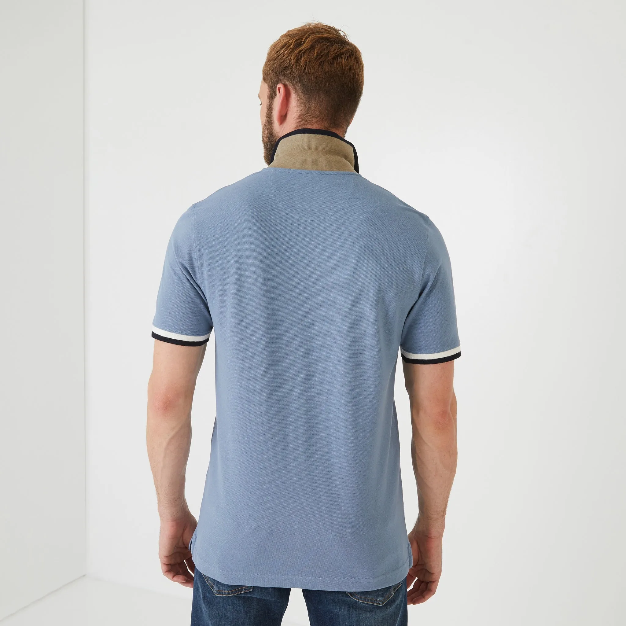 Polo bleu en coton Pima