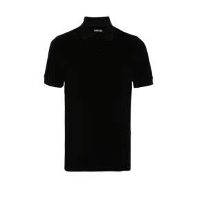 Polo manche courte coton mélangé éponge noir