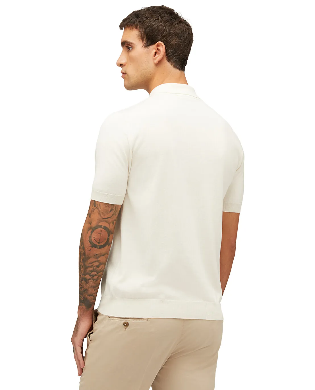 Polo à manches courtes en maille de soie et coton