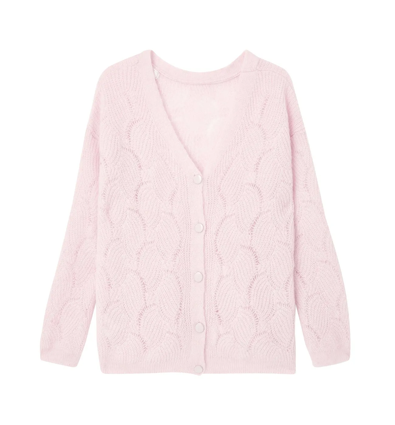 Pull / cardigan ajouré Femme - Rose pâle