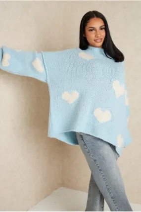 Pull bleu à coeur