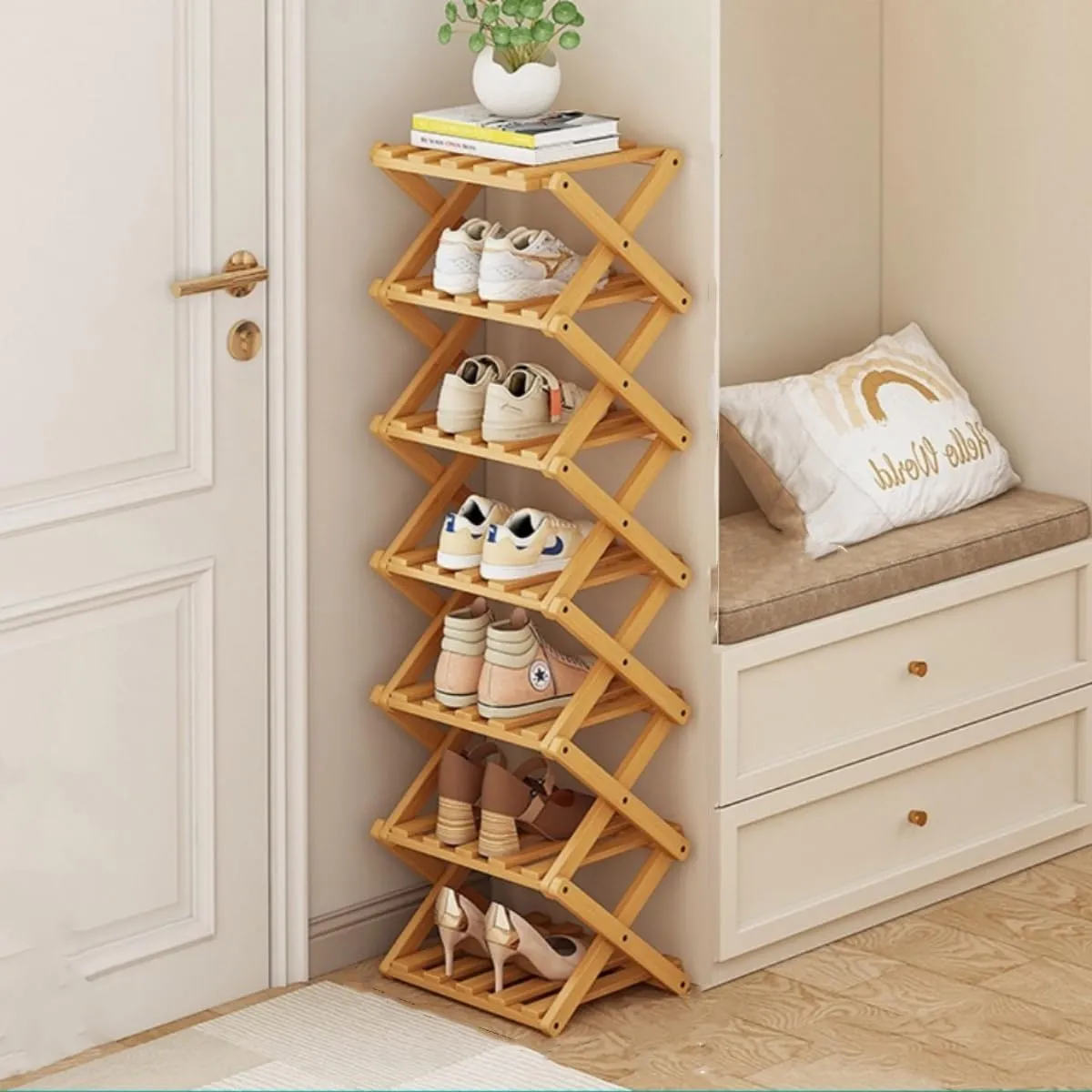Rangement pour Chaussures Pliable en Bambou 7 Couches Vendos85 