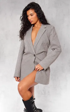 Robe blazer très oversize en laine épaisse marron clair