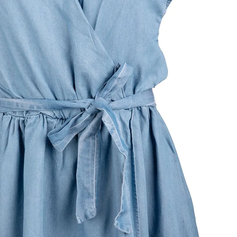 Robe bleue cintrée tencel denim Femme DEELUXE 74 à prix dégriffé ! | 