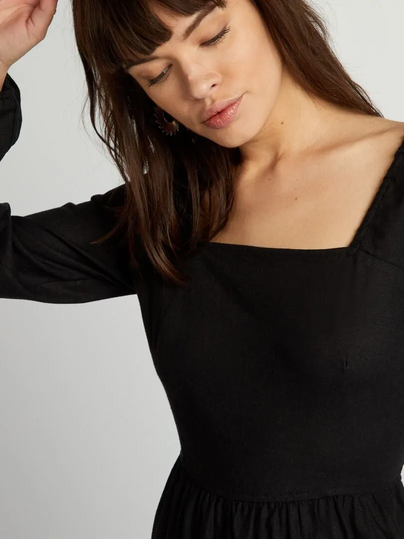 Robe courte en lin - noir
