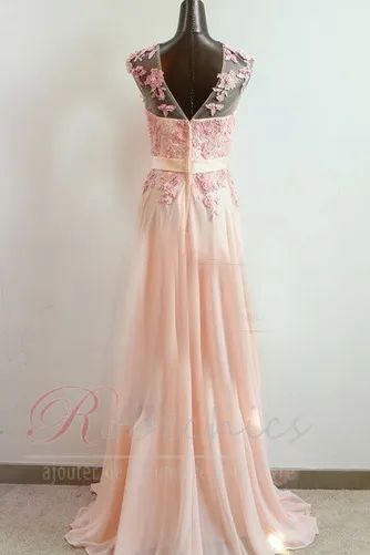Robe Demoiselle d'Honneur Traîne Courte a ligne Chiffon Zip Naturel taille