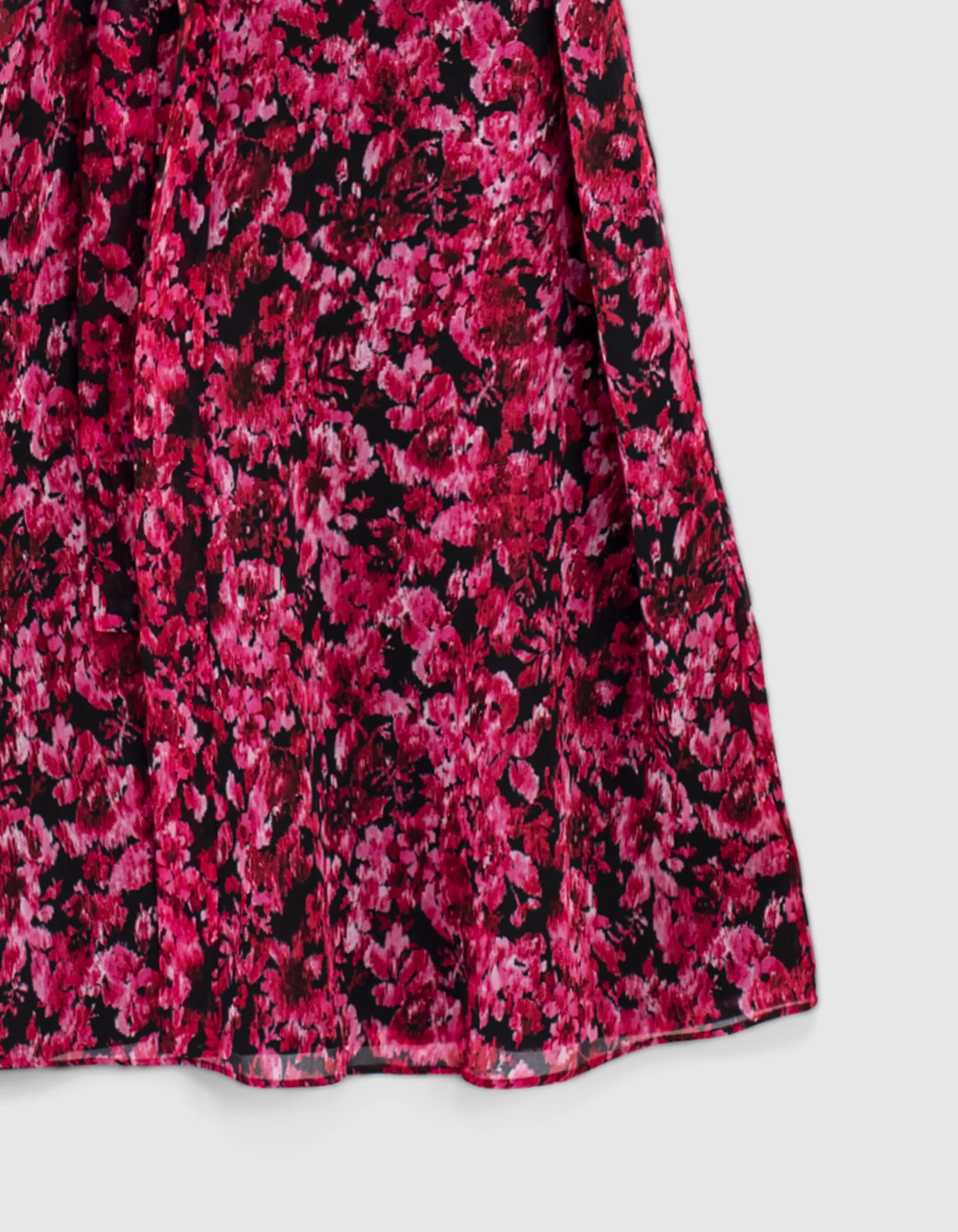 Robe midi en voile recyclé imprimé floral rose femme