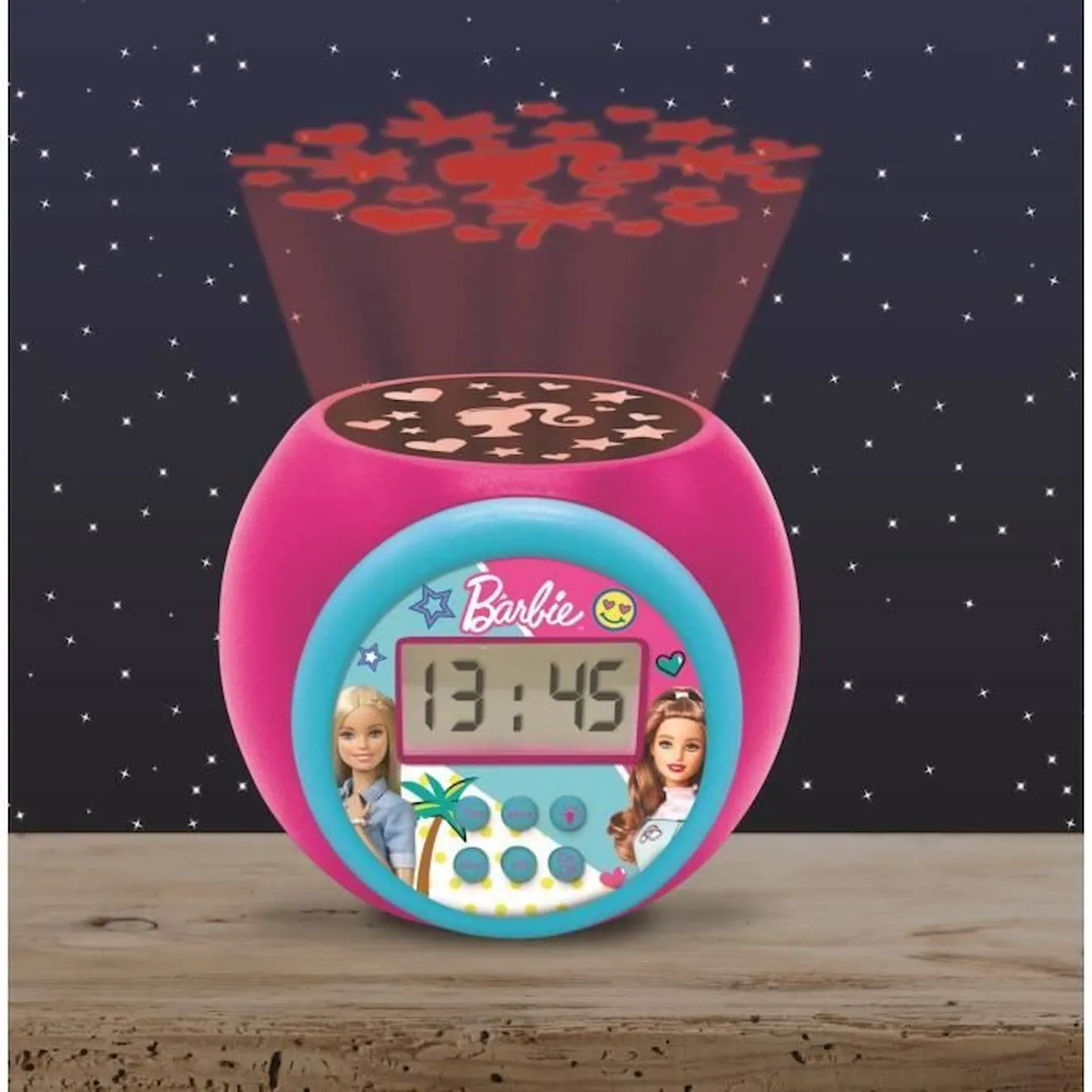 Réveil Projecteur Barbie - LEXIBOOK - Veilleuse avec projection au plafond en 3 couleurs - Rose rose - Lexibook