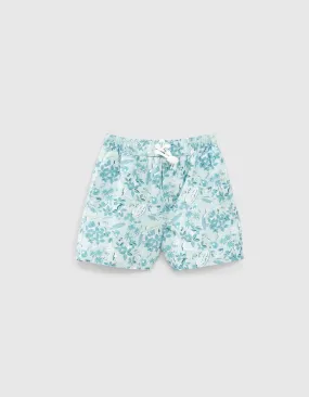 Short de bain aqua imprimé fleurs recyclé garçon
