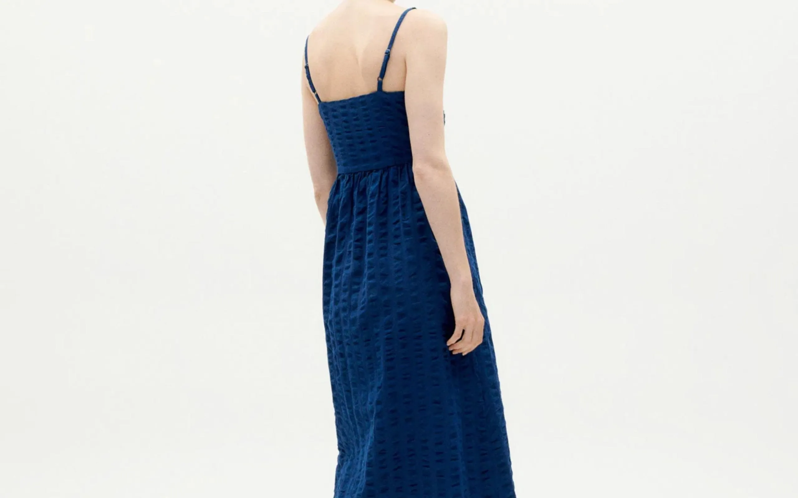 Thinking Mu Femme - Seersucker Paola Dress - Navy