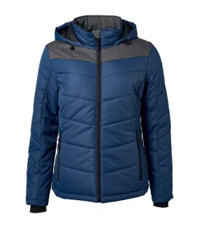 Veste matelassée à capuche - doudoune - JN1133 - bleu marine - femme